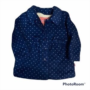 Wippette Fleece Coat Blue Bow Accent 24 months Girls Button Down Polka Dot